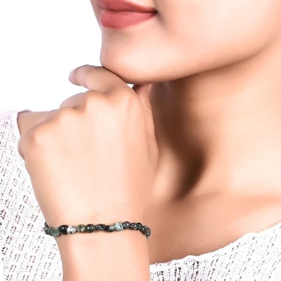 XMAS SALE Emerald Quartz Beaded Gold Chain Bracelet - Picture 2 of 5